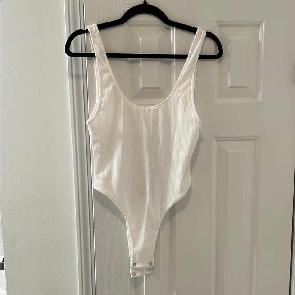 Women’s ribbed white bodysuit